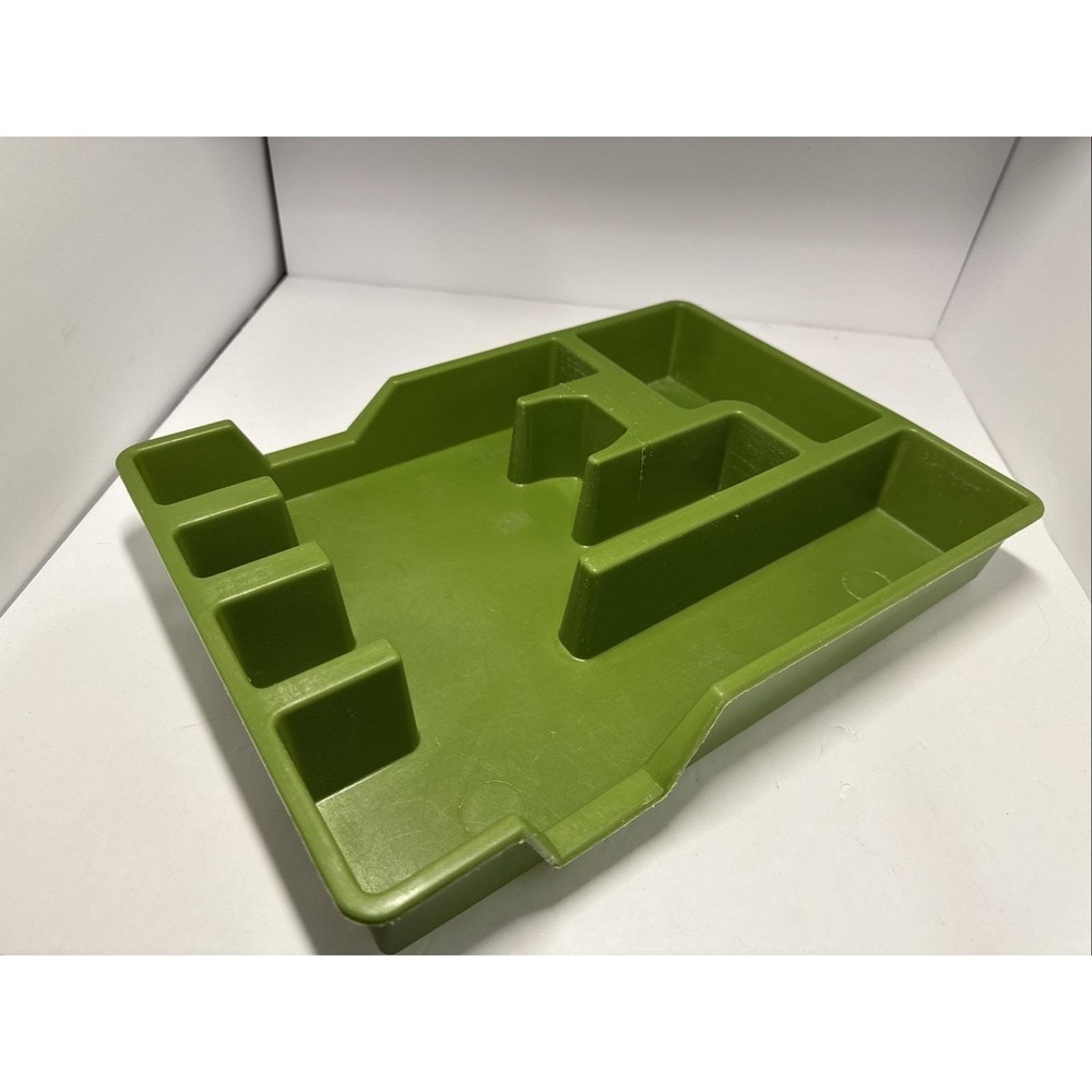 VTG Avocado Green MCM Silverware Utensil Tray Drawer Organizer 70s